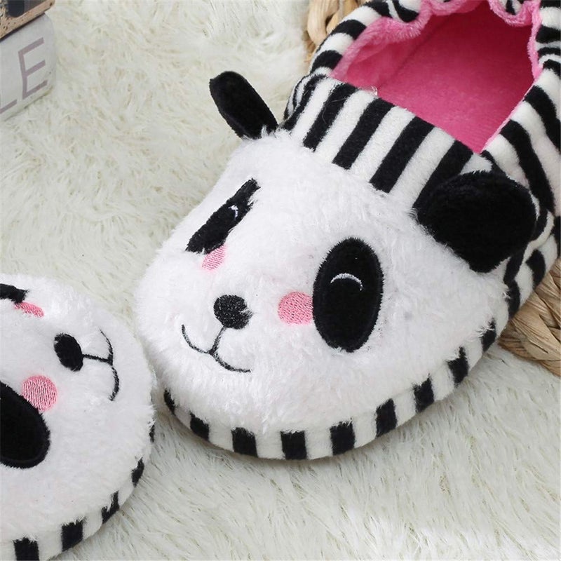 Csfry Toddler Girls' Cute House Slippers Cartoon Warm Home Shoes, Panda, 11-12 Little Kid - Image 4